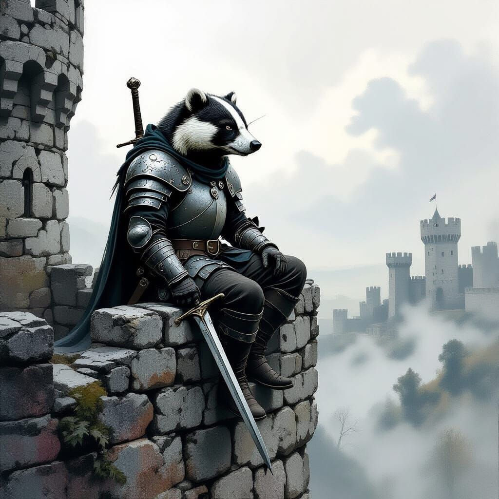 Armored Badger Sentinel on Misty Battlefield