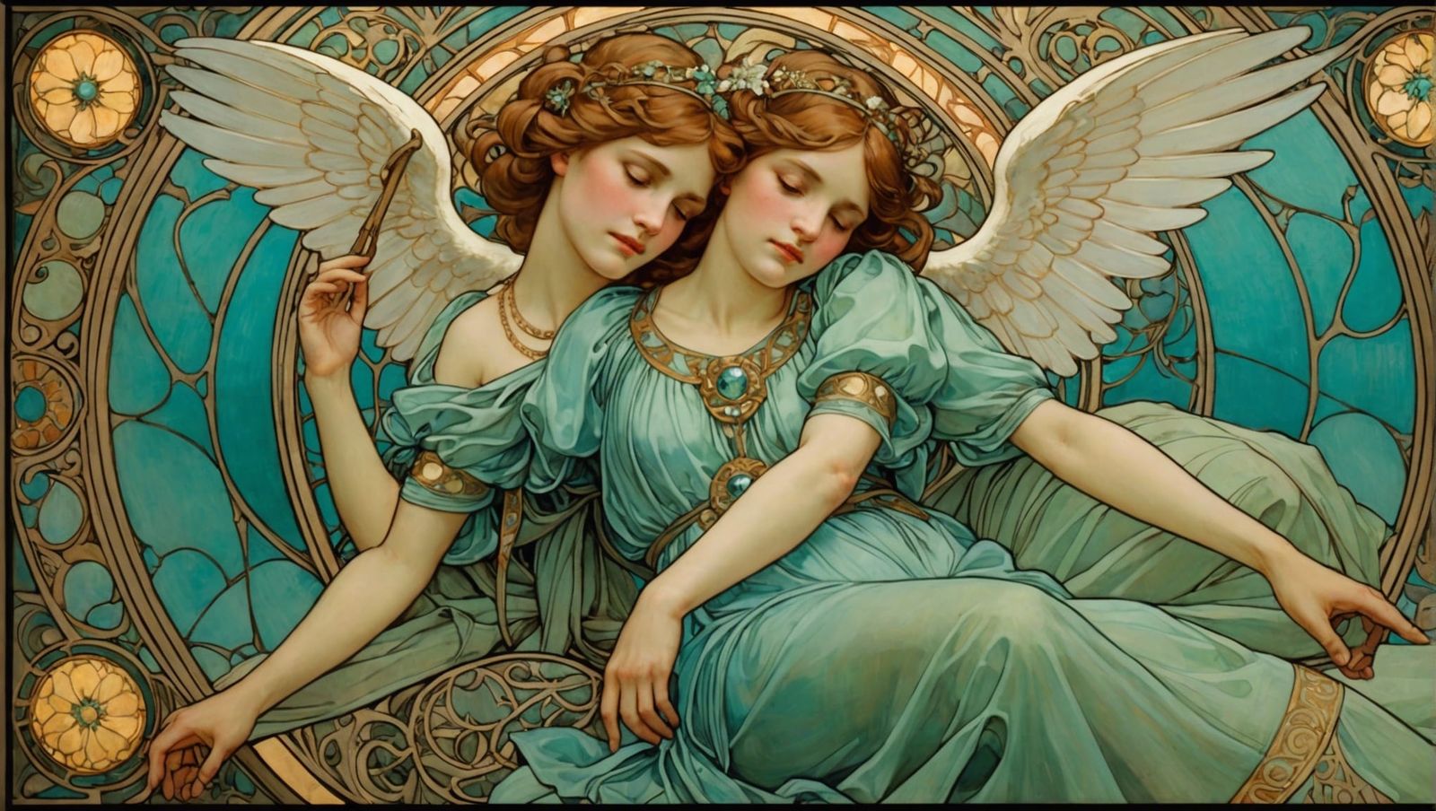 Angelic Healing in Art Nouveau Style