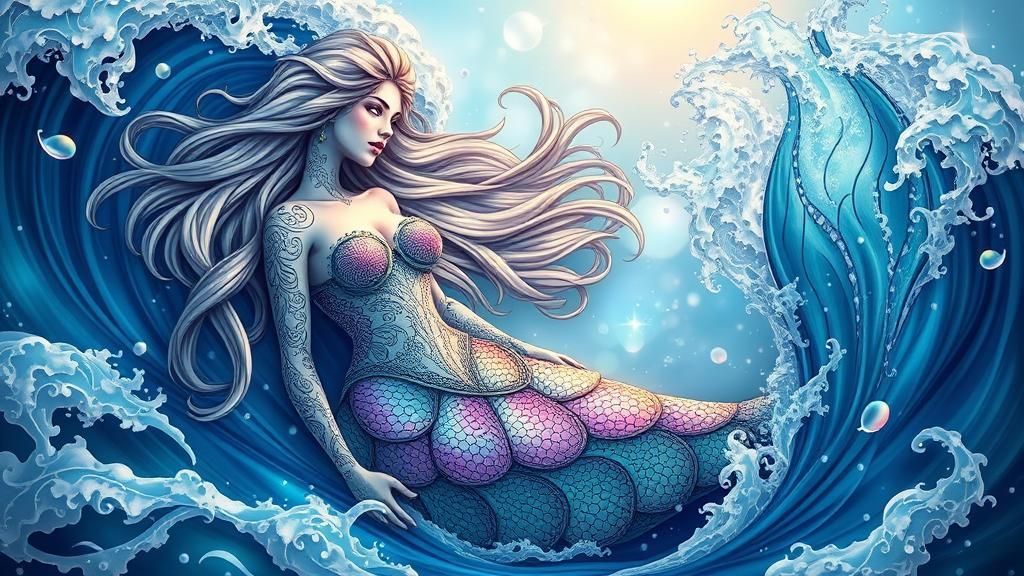 Mythical Mermaid Portrait in Fantasy Digital Art