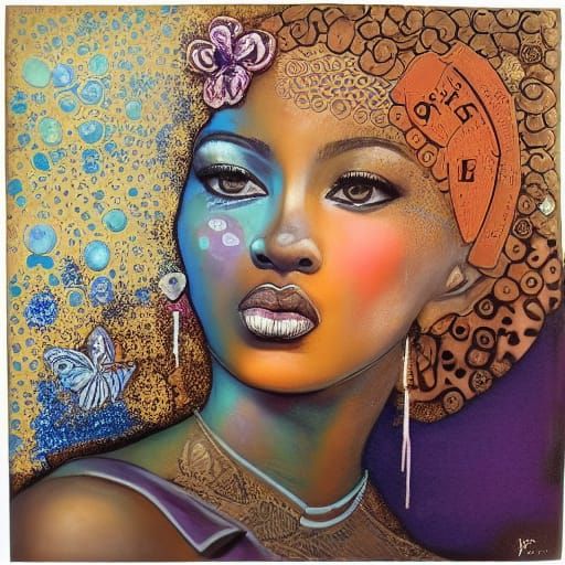 Elegant Woman's Face in Mixed Media Encaustic Painting