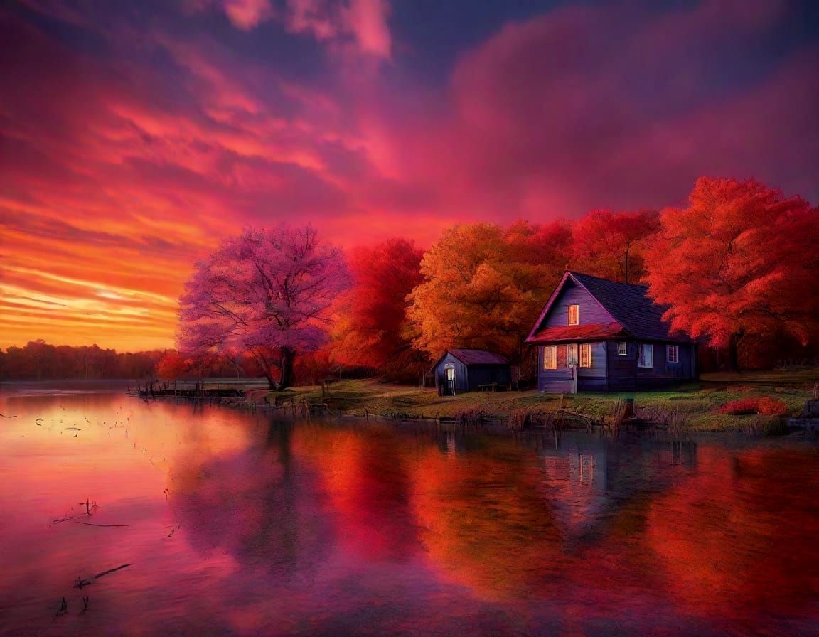 Reflections of a red sky