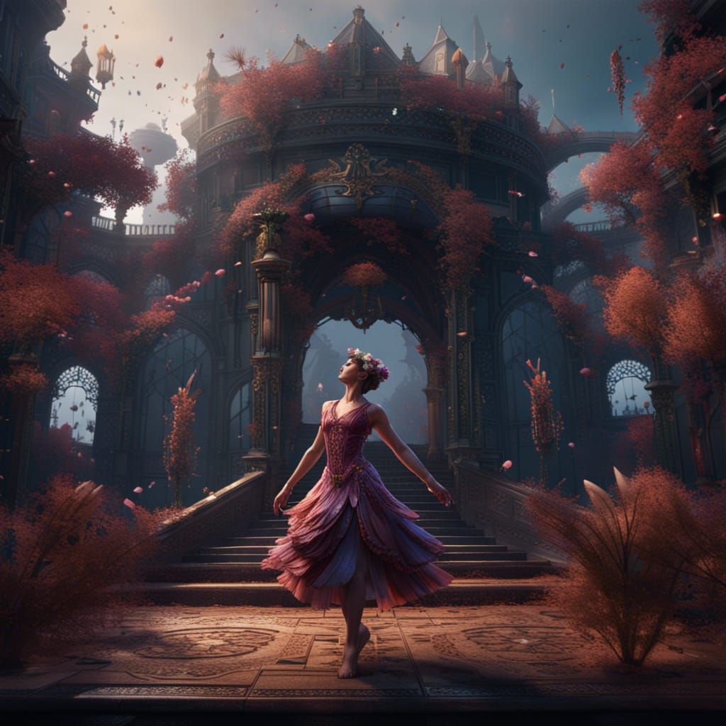 Fantastical Dance in Deep Color, Matte Painting