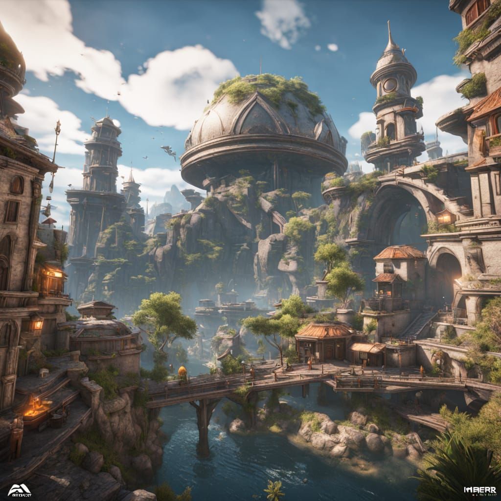 Epic Dome World Cityscape in Unreal Engine Style