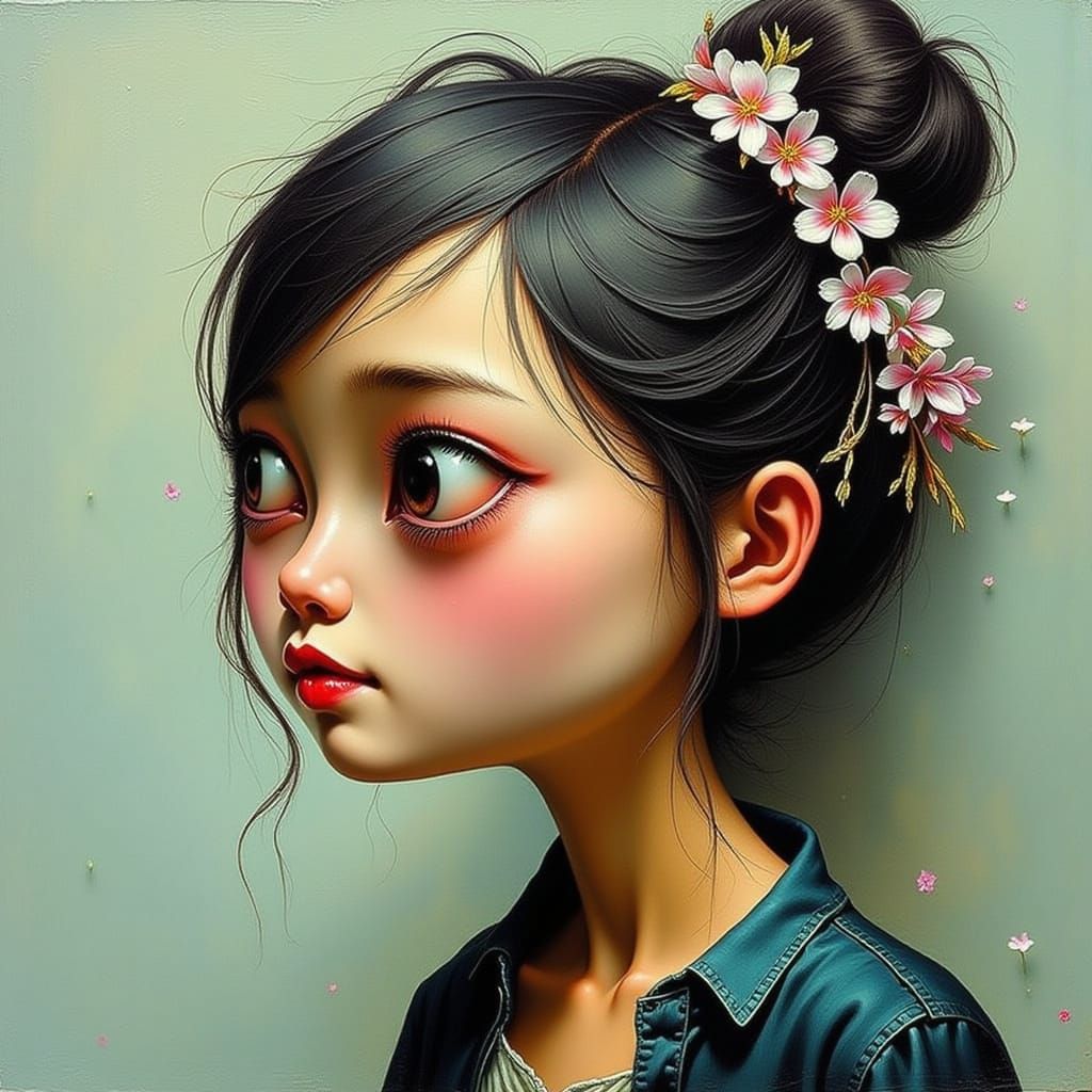 Surreal Caricature Portrait in Dreamlike Style