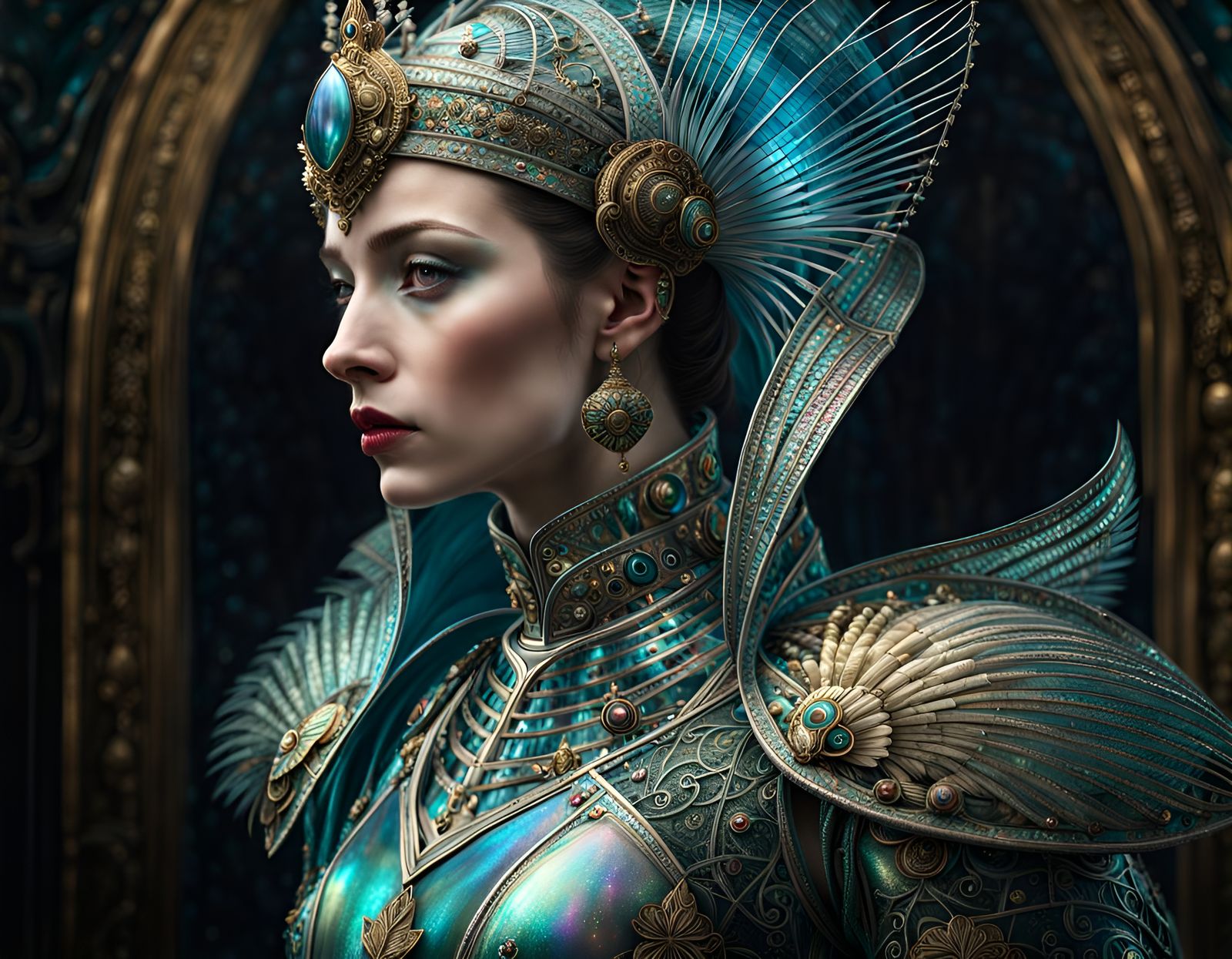 Princess in Iridescent Glass Armor Portrait