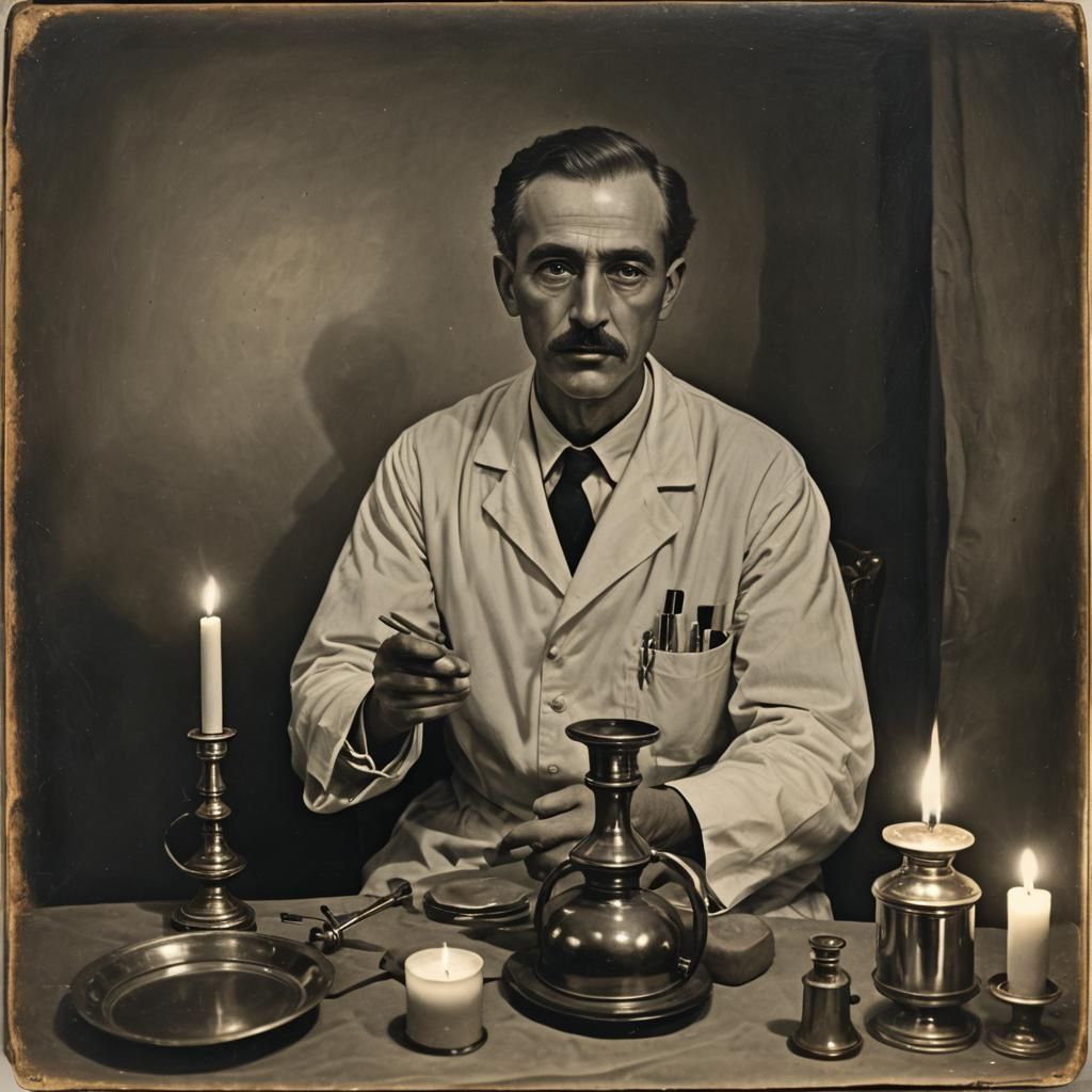 1920s Doctor Examining Patient as Expressionist Painting