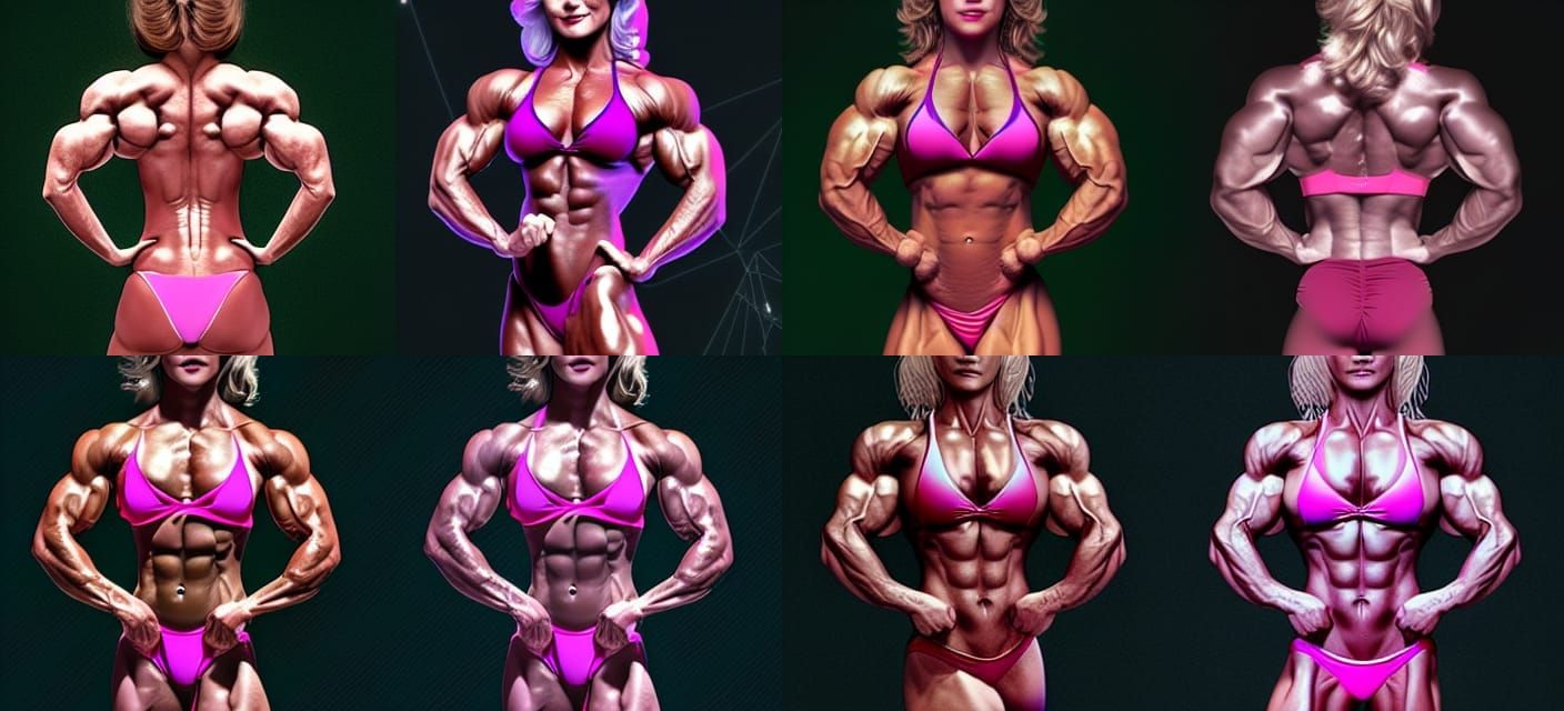 Muscle Competitor in Pink Bikini, Shinkiro Style