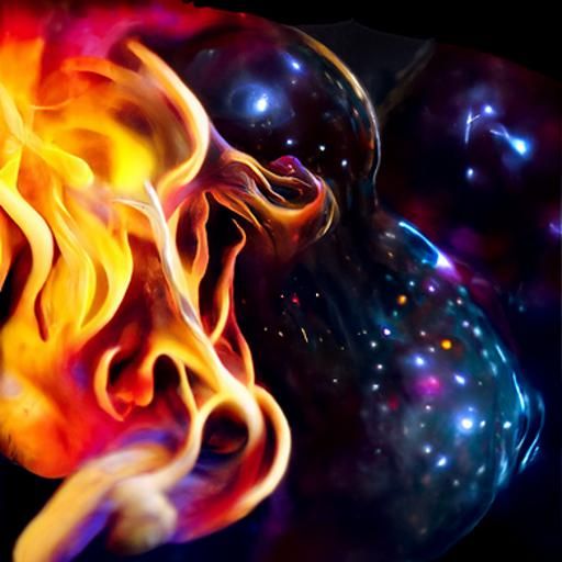 Hyperrealistic Cosmic Fire Burns in Astral Galaxy