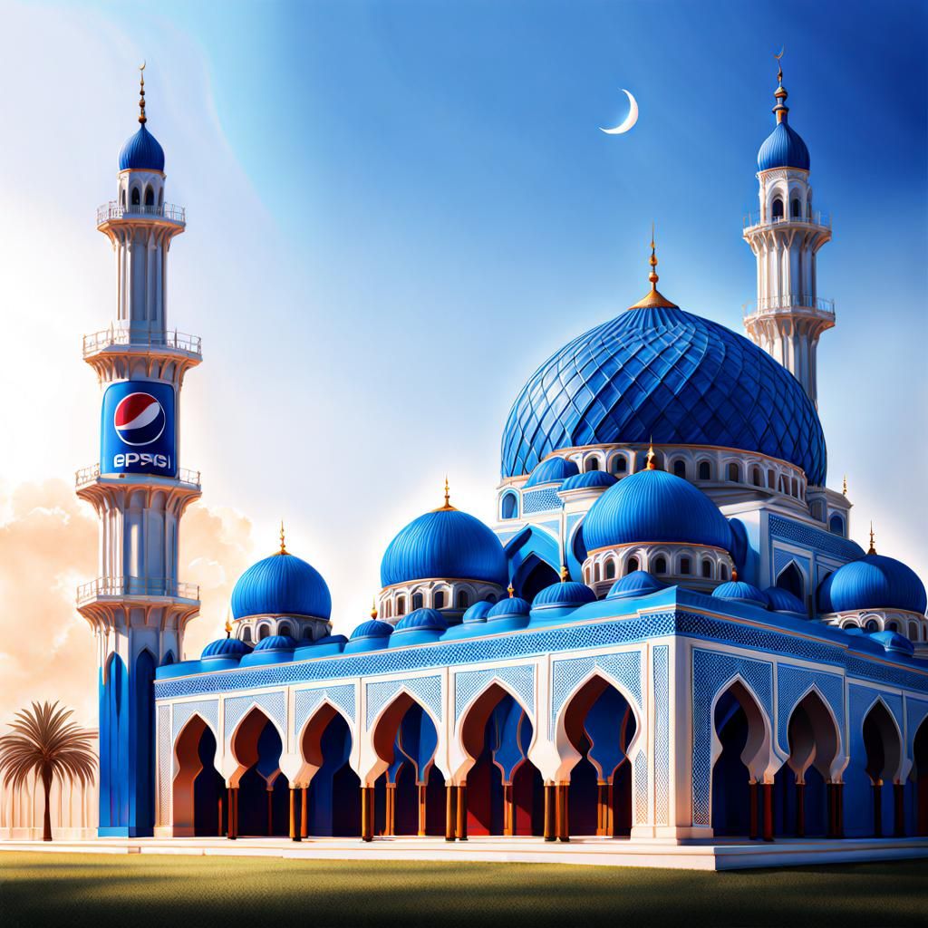 Pepsi Mosque: Hyperrealistic Architectural Concept Art