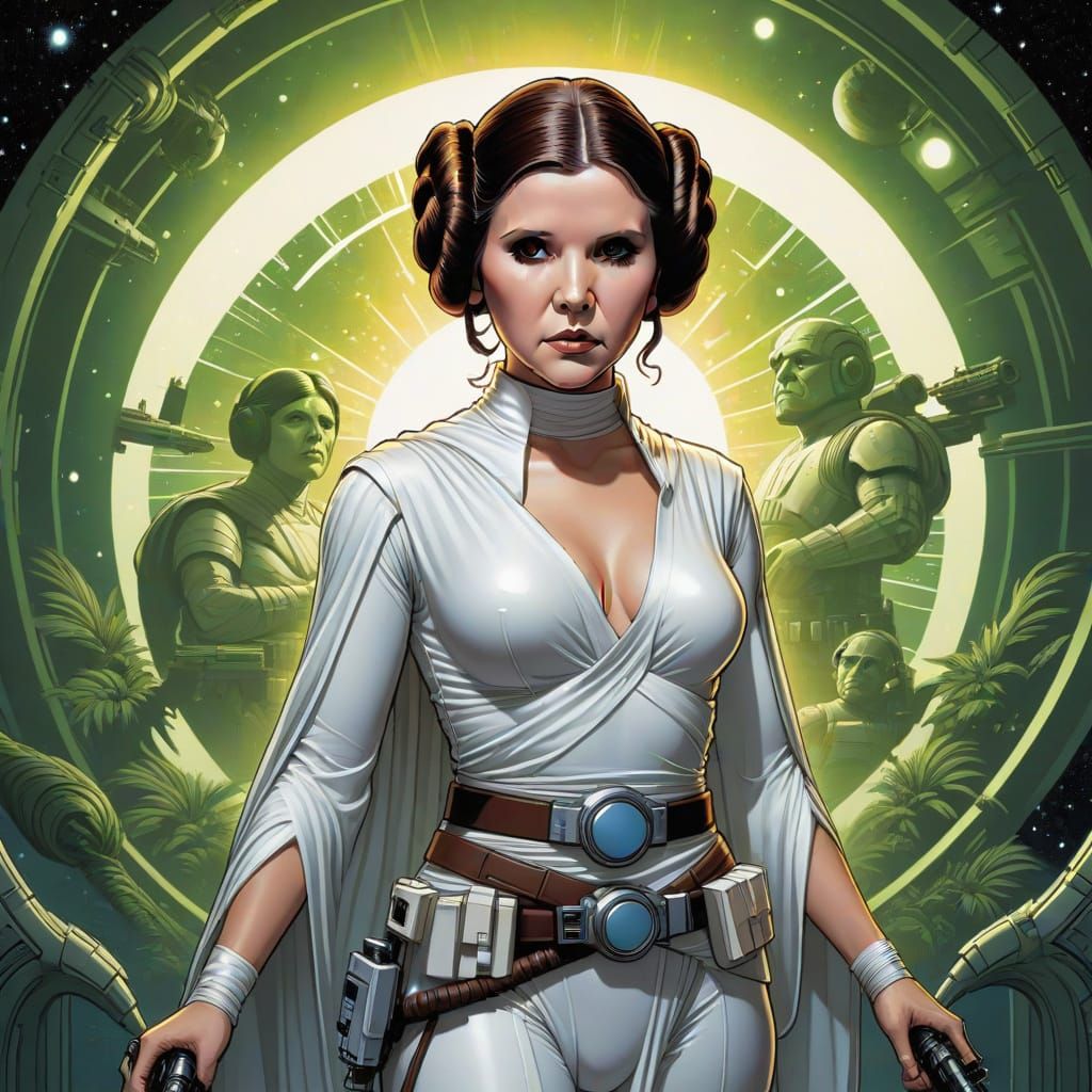 Princess Leia in Comic Book Art Style