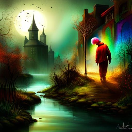 Fantastical Colourful Clown in Detailed Matte Painting