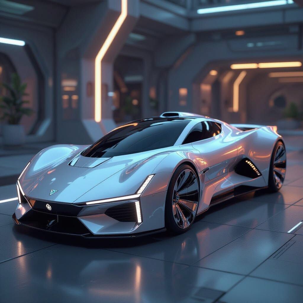 Futuristic 3D Model with Sleek Metallic Surfaces