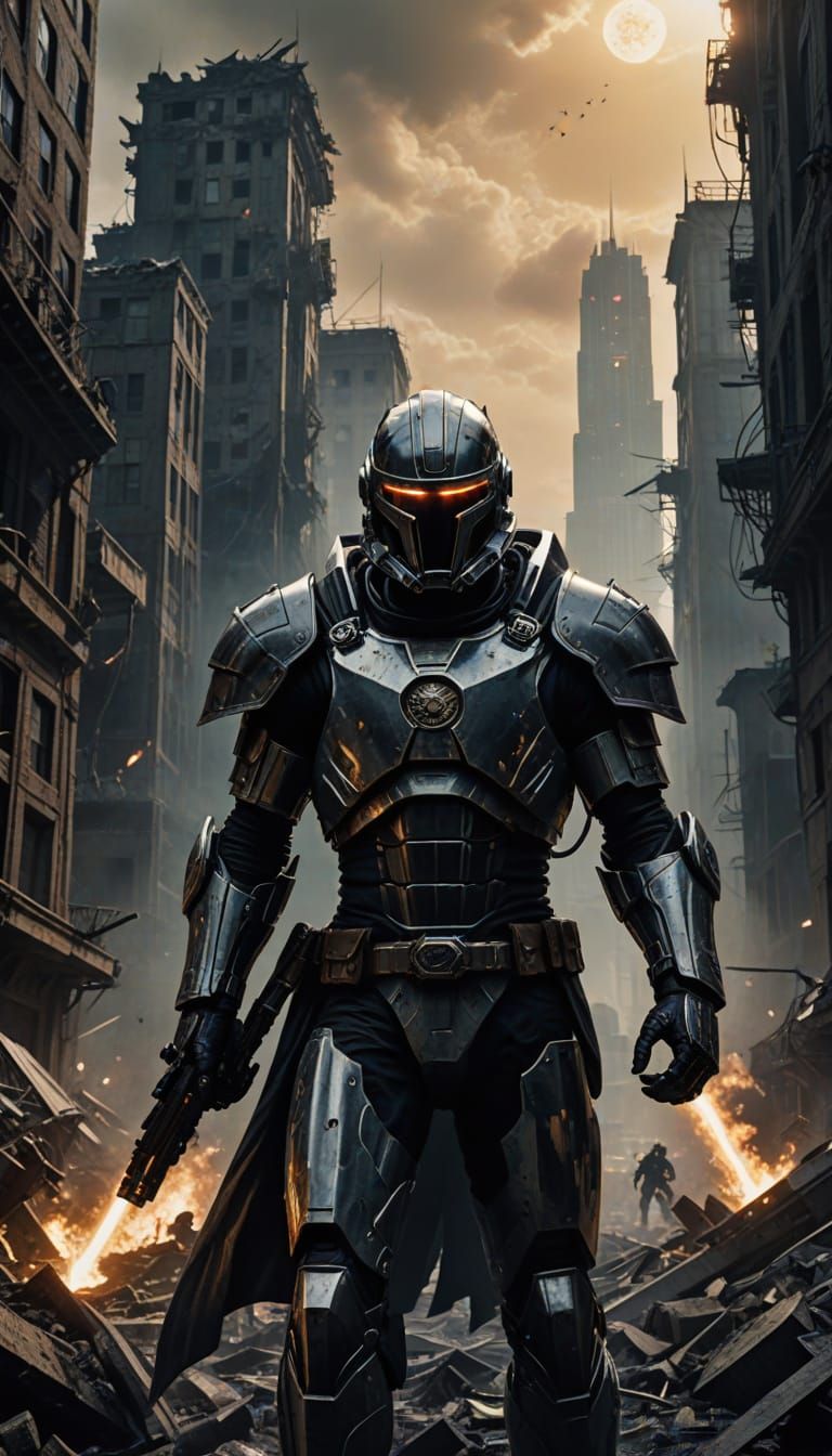 Soldier of the Universal Army in Futuristic Ebony Suit