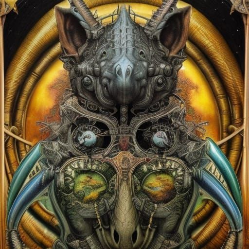 Steampunk Rhinoceros in Gothic Art Style