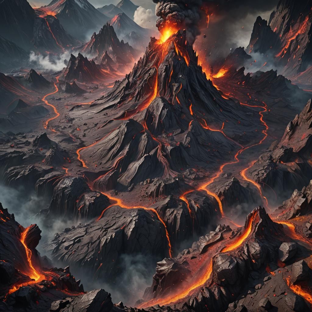 Detailed Volcano Matte Painting in Unreal Engine