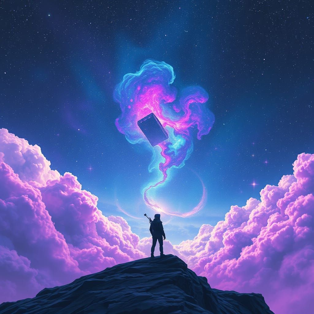 Cosmic Figure Stands at the Edge of a Vast Starry Expanse