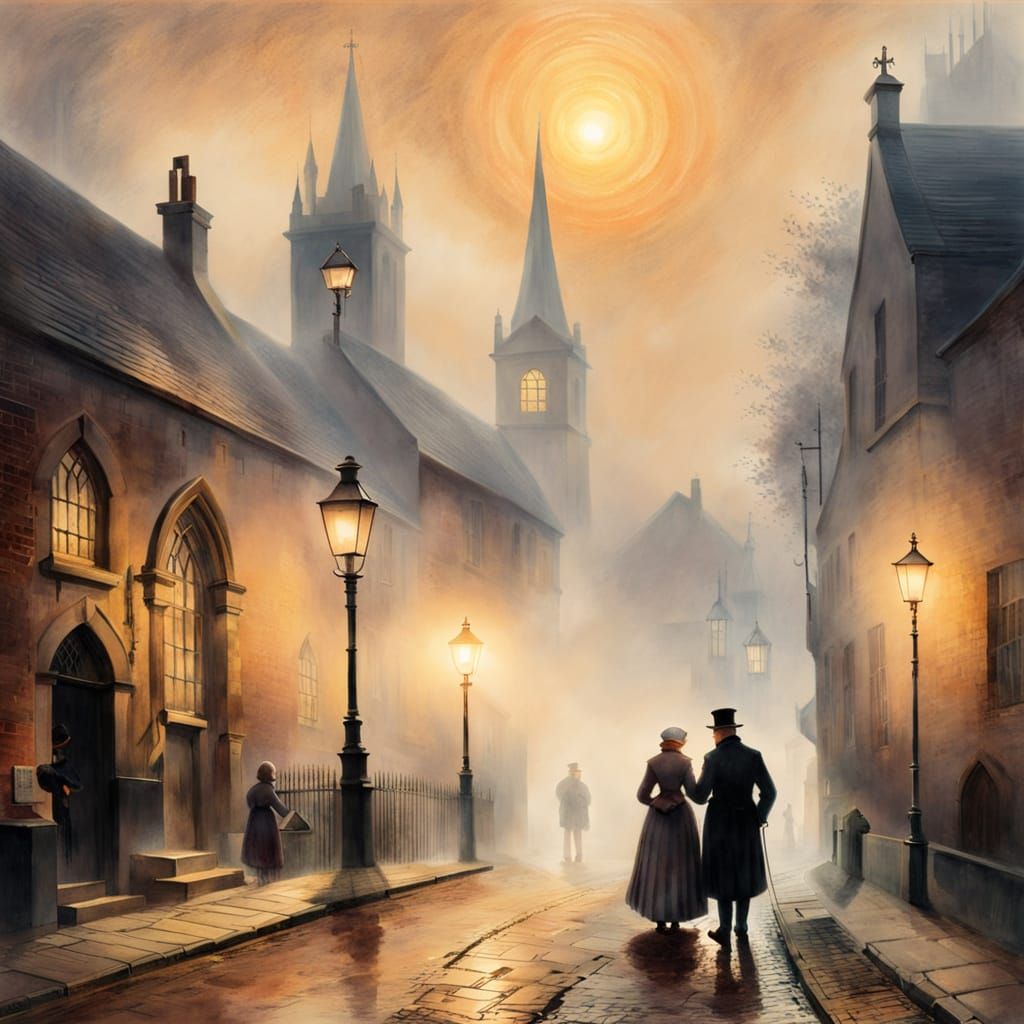 Elderly Couple's Morning Prayer: Moody Watercolor