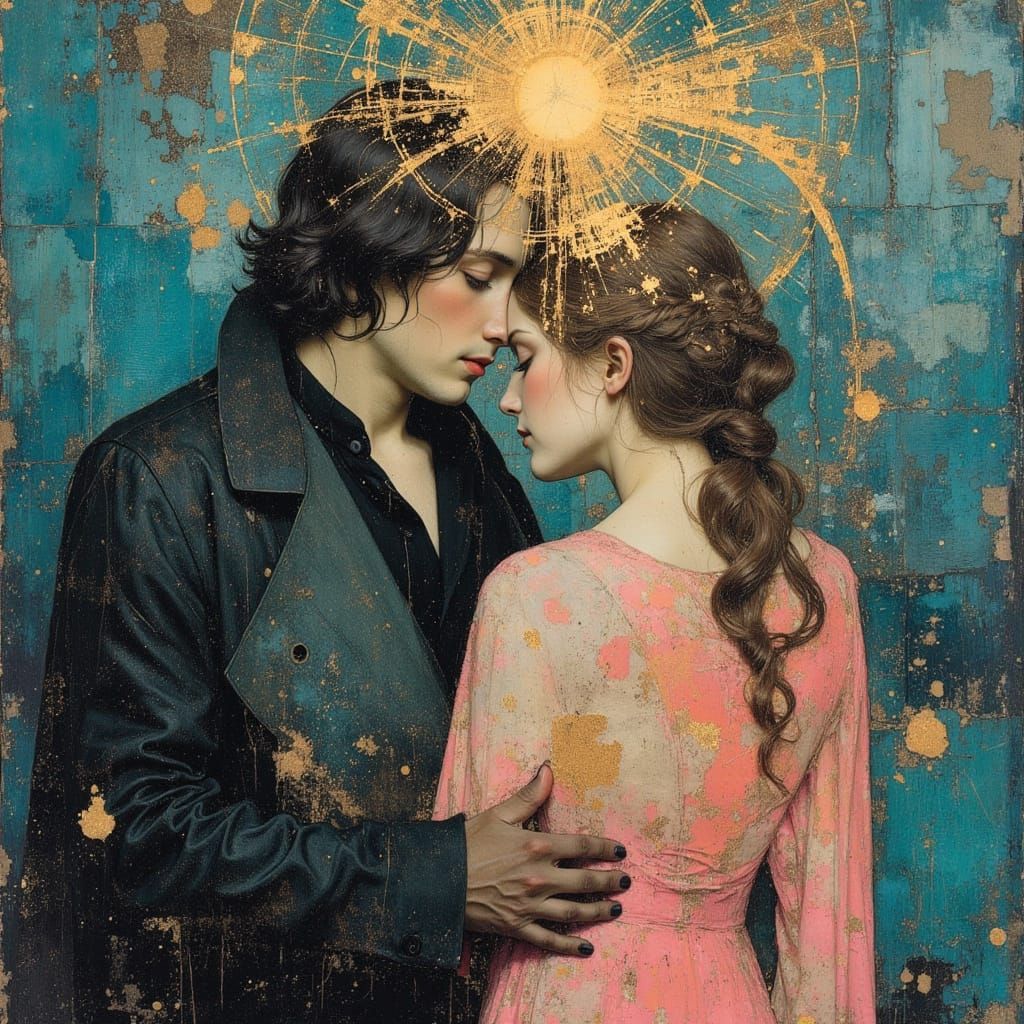Embracing Couple as Art Nouveau Religious Icon