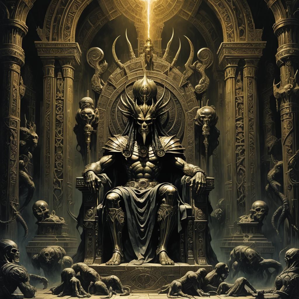 Baal Enthroned: Ancient Deity in Dark Splendor