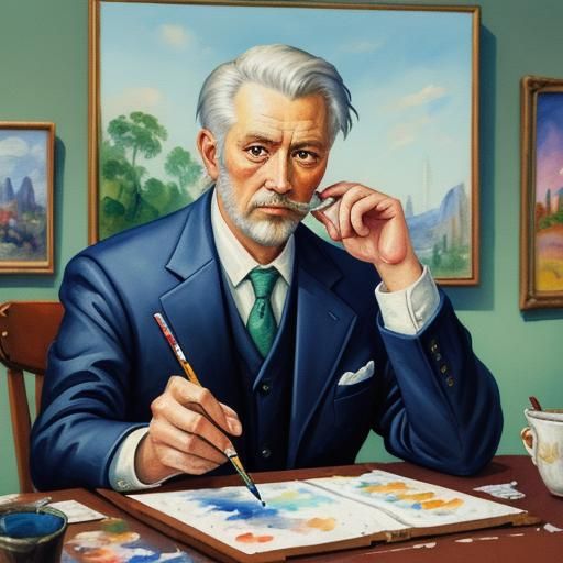 Gouache Style 'Sugar Daddy' Impressionist Painting