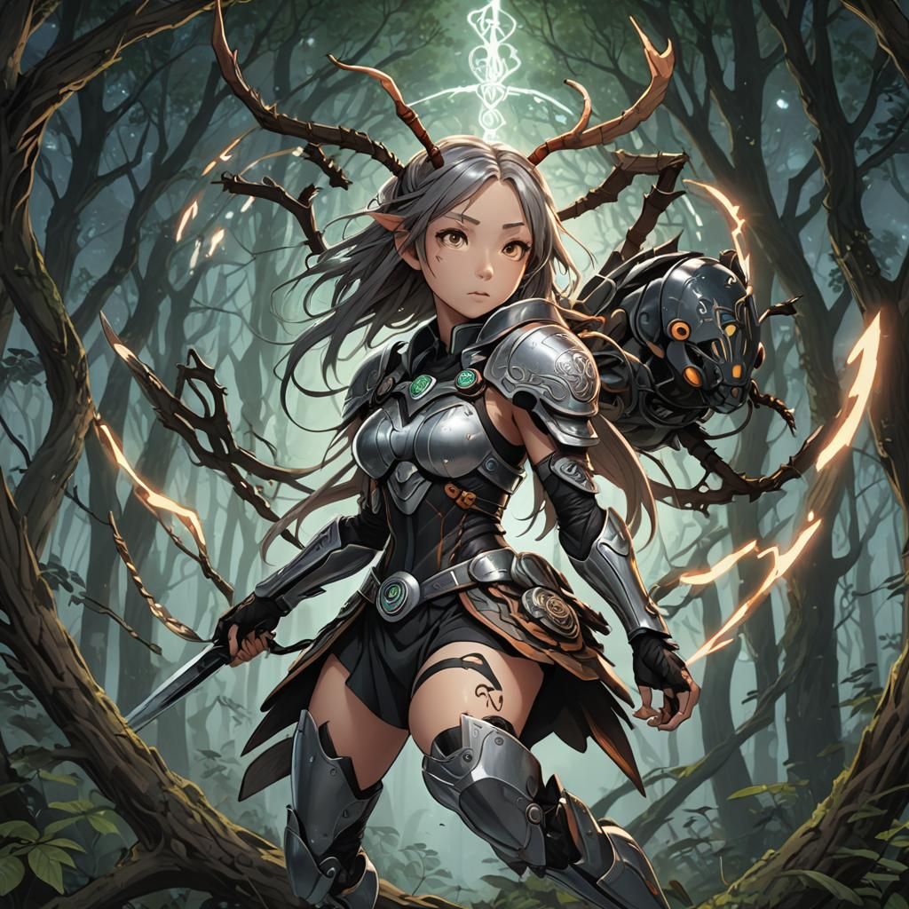 Celtic Anime: Telekinetic Cockroach Warrior in Mystical Fore...