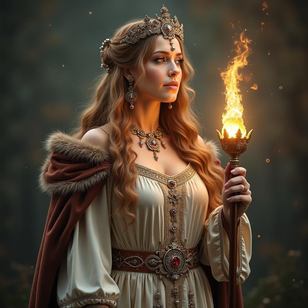 Lithuanian Woman as Indraja in Digital Matte Painting