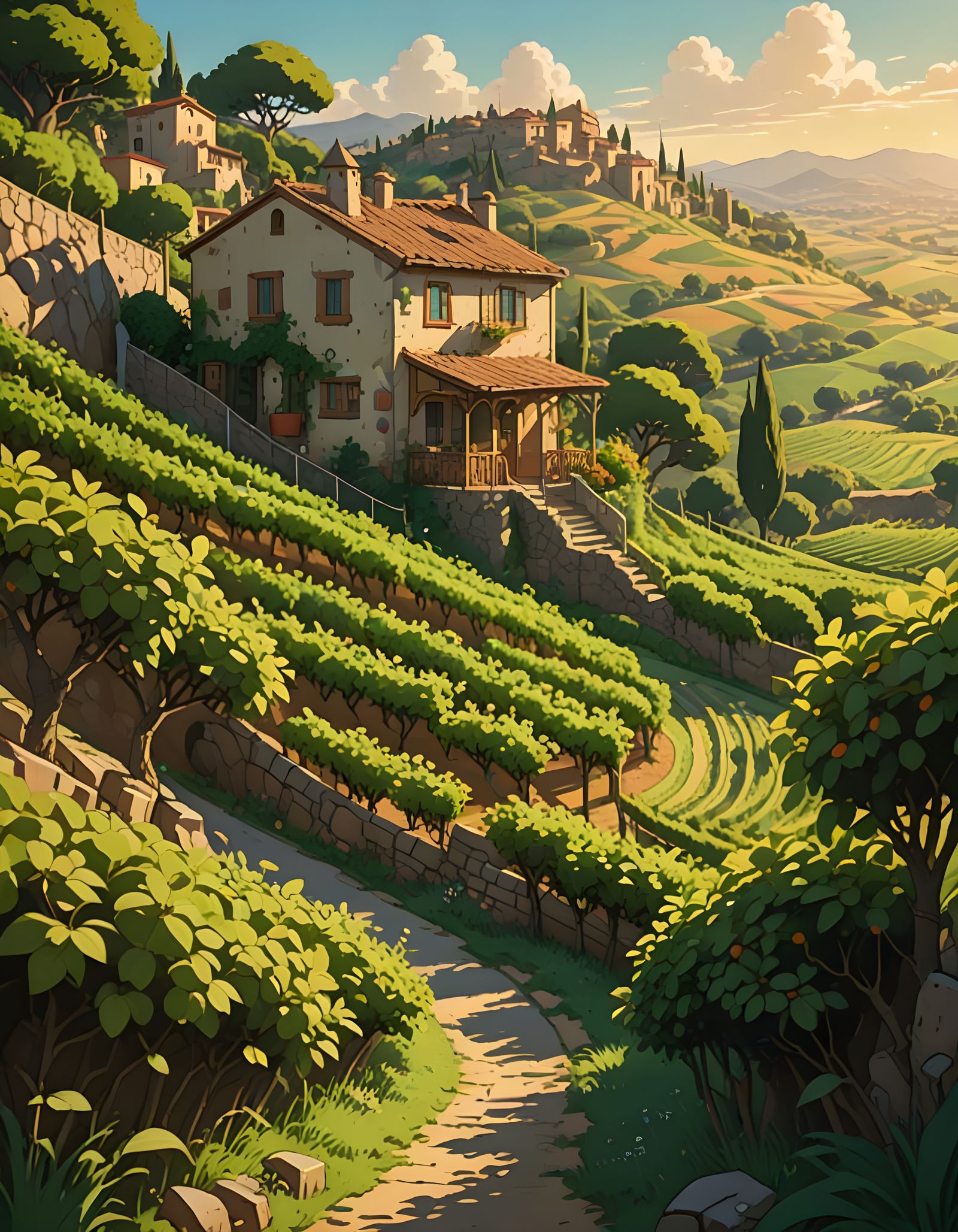 Surreal Miniature Vineyard in Hyperdetailed Digital Art