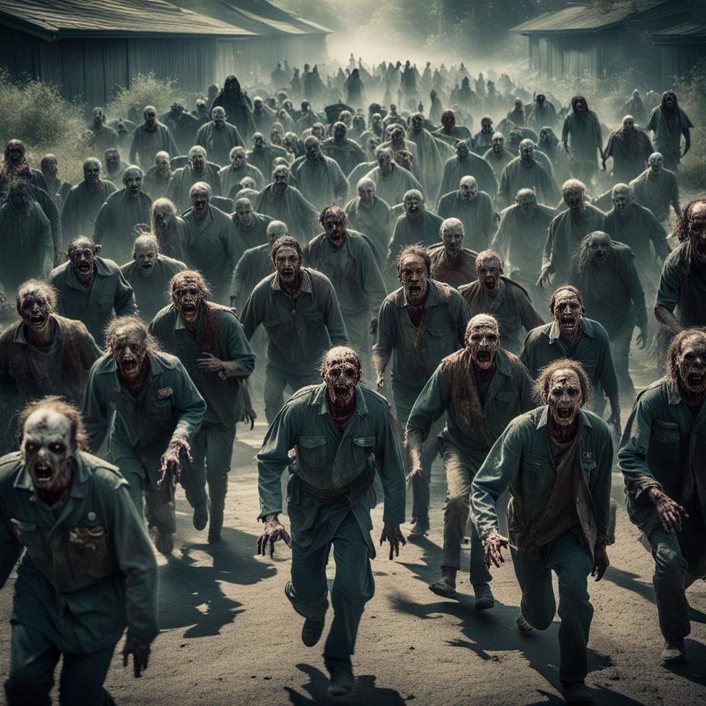Cinematic Zombie Horde Emerging from Grave