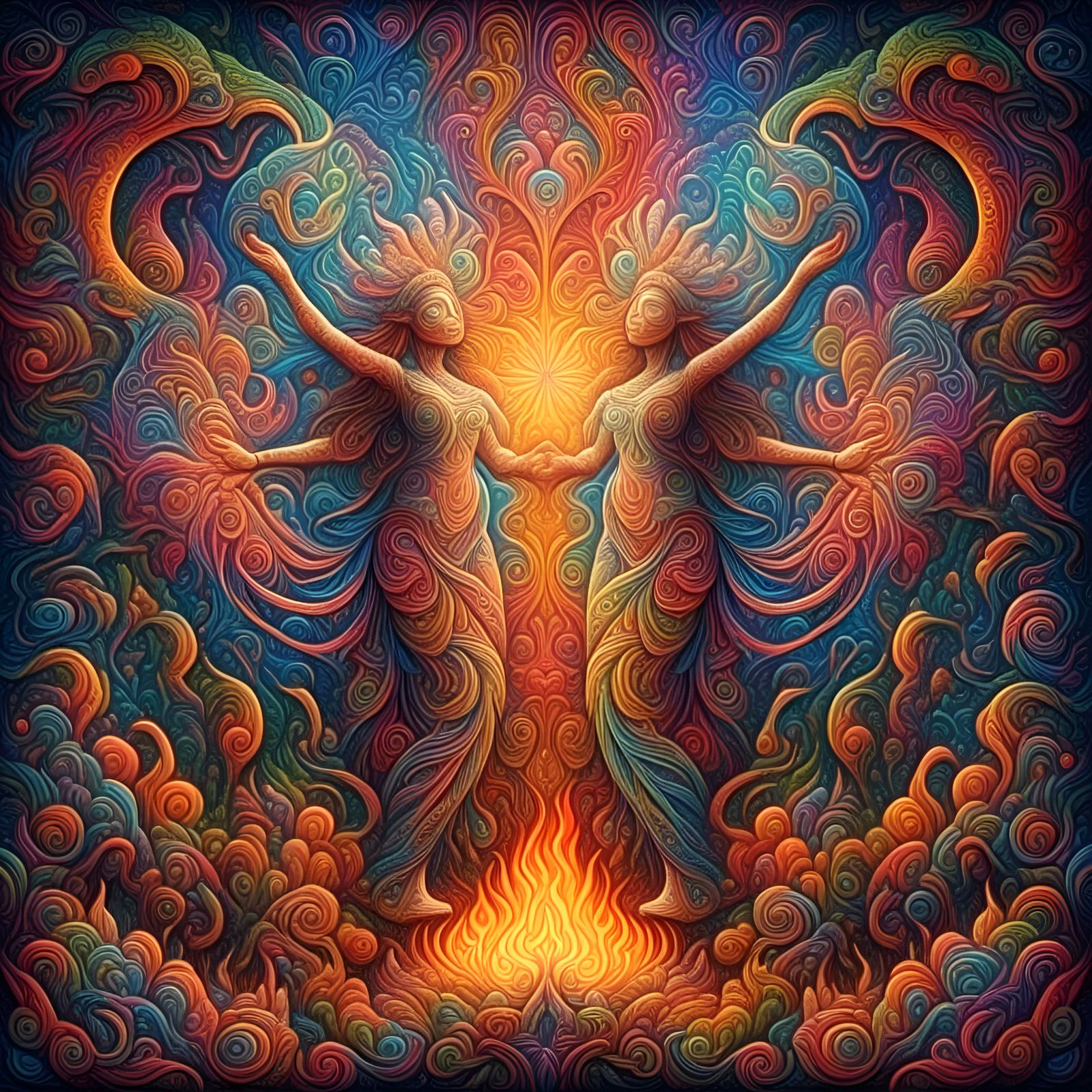 Native Ceremonial Dance in Psychedelic Forest