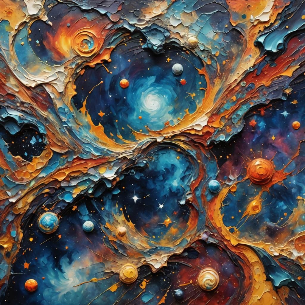 Impressive Cosmic View as Impasto Painting