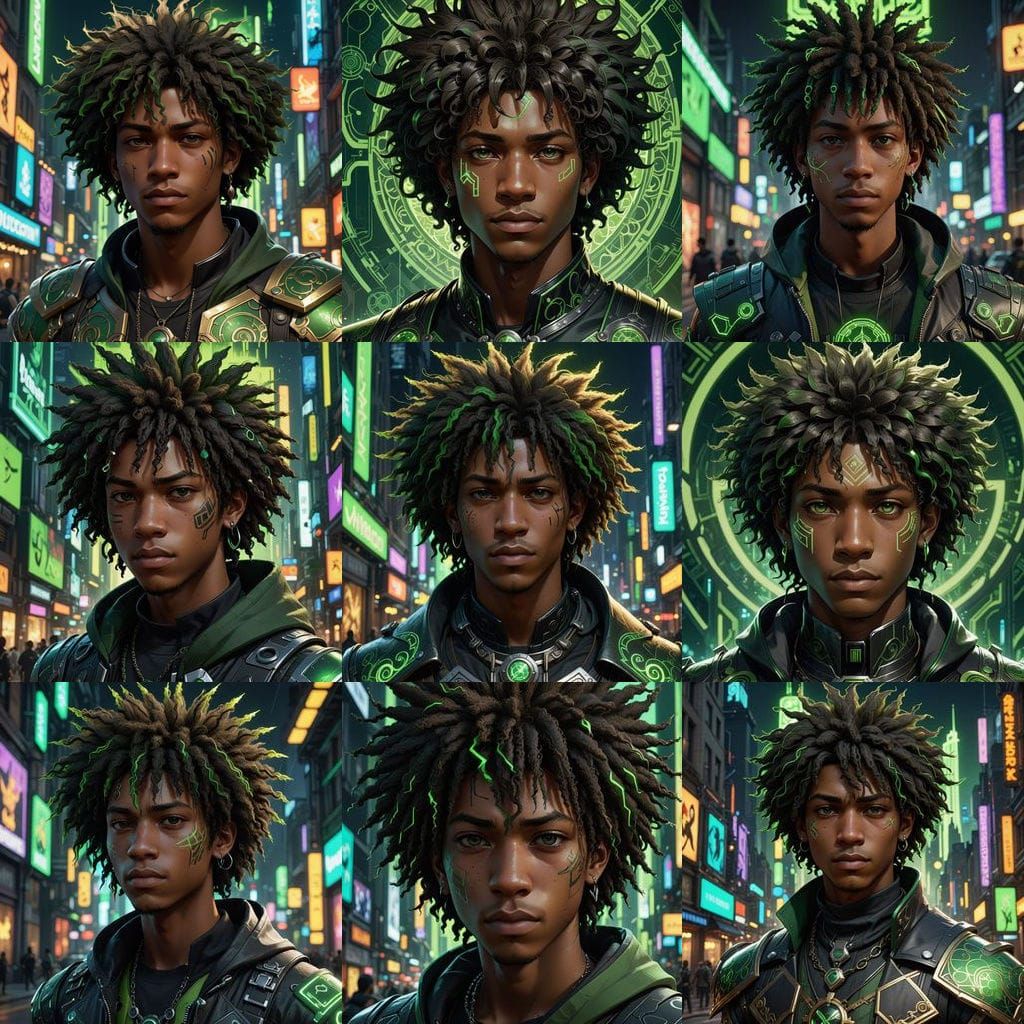 Cyberpunk Teen with Afro in Kingdom Hearts Attire