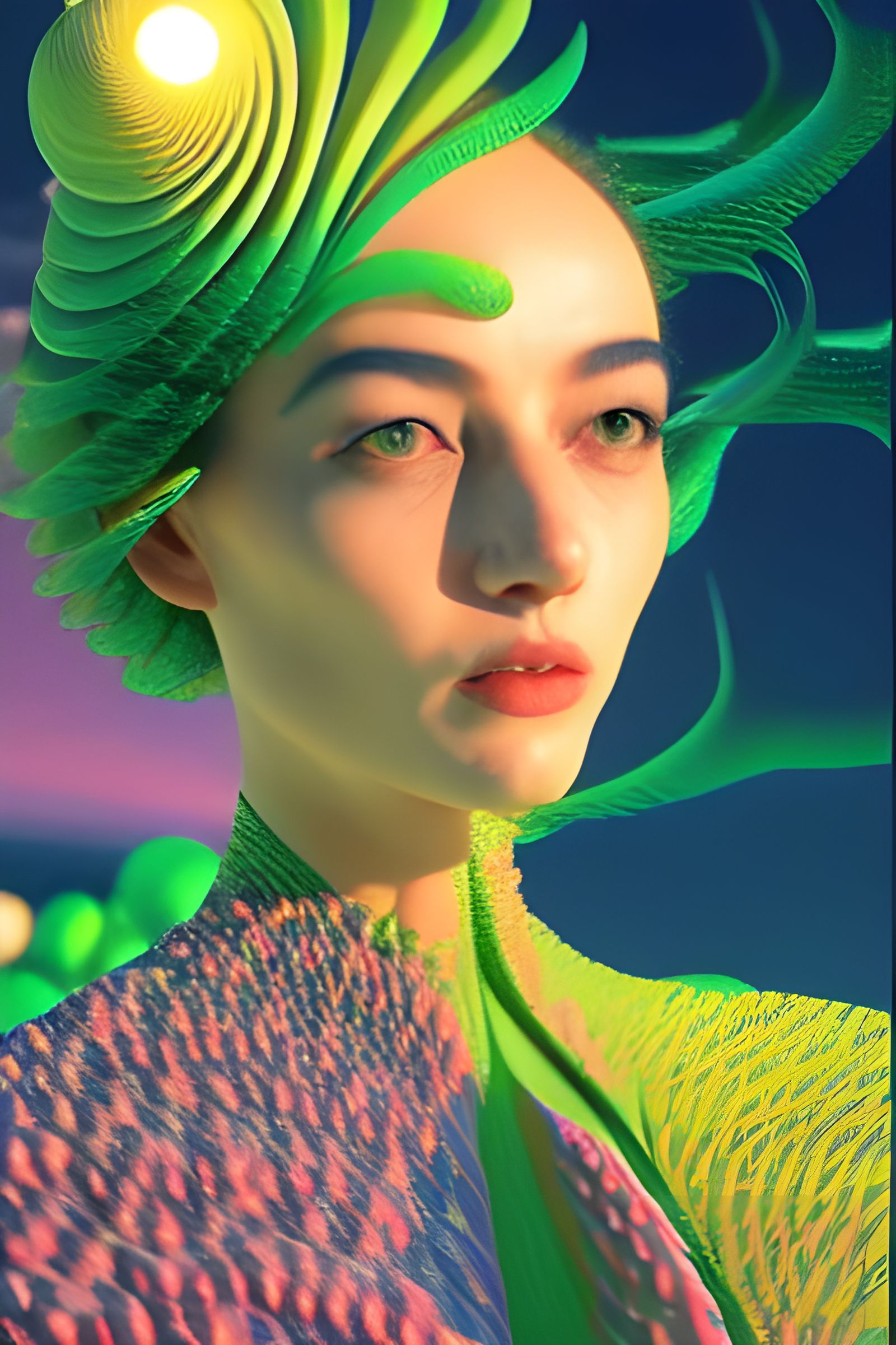 Futuristic Young Woman in Ultrarealistic Close-Up