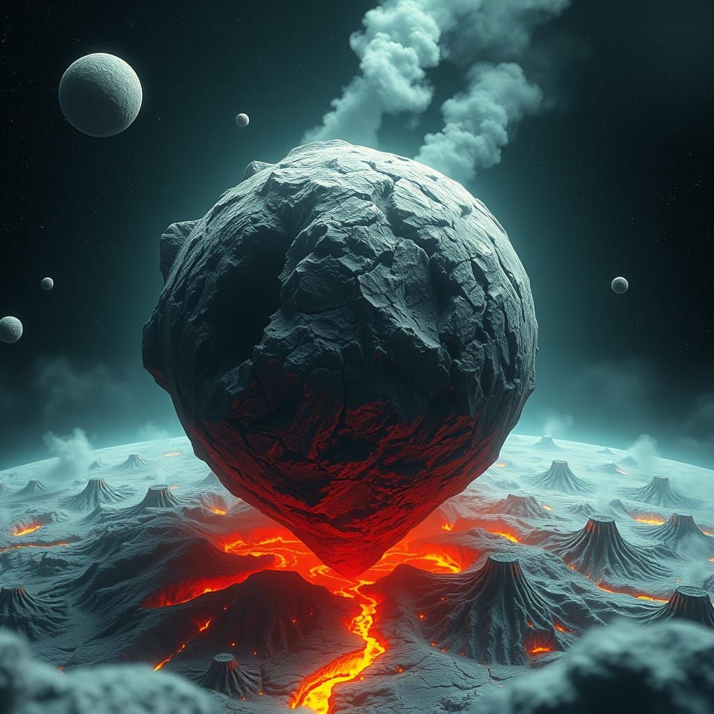 Hyper-Realistic Floating Cube Planet with Slimy Textures and...