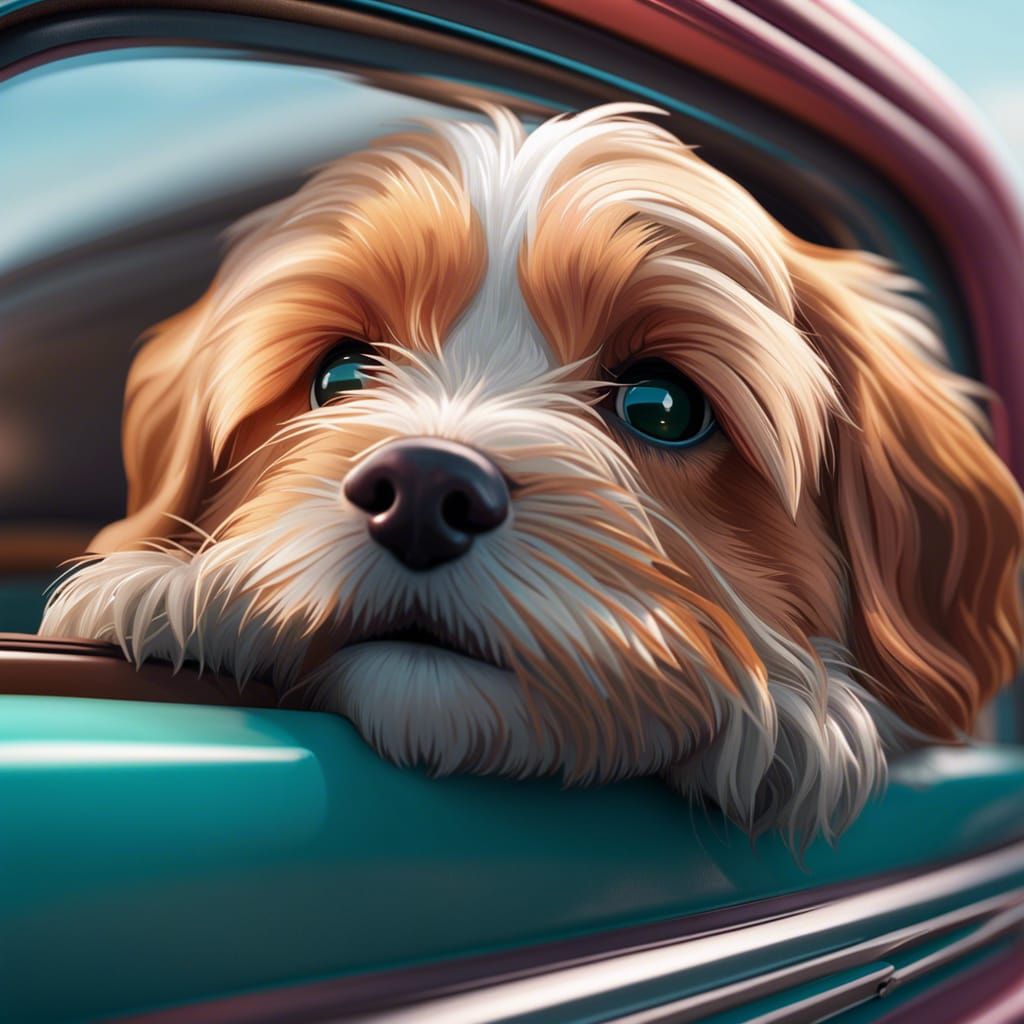 Cute Dog Joyride: Hyperdetailed Macro Photography
