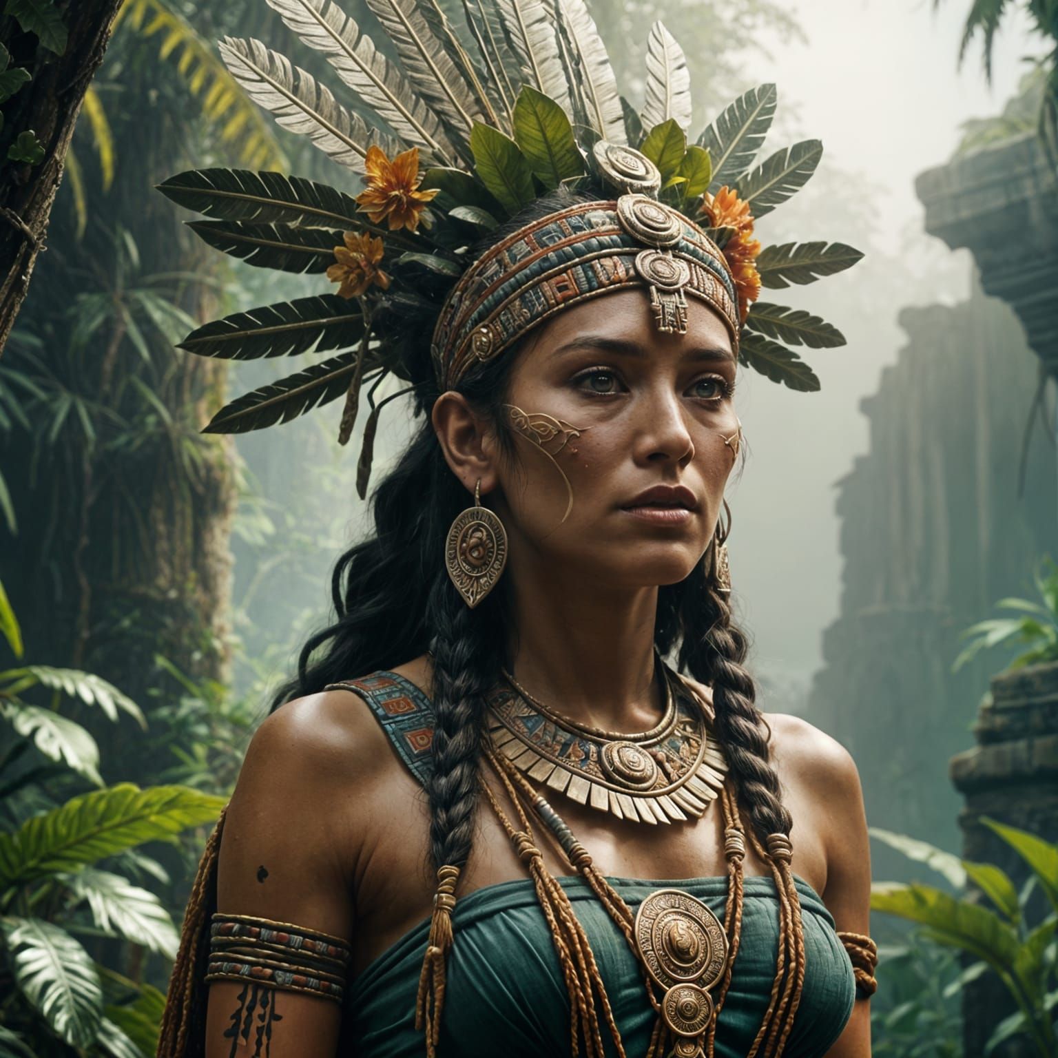 Mayan Goddess in Traditional Attire