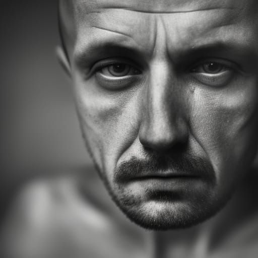 Tattooed Russian Gangster Portrait in Documentary Style