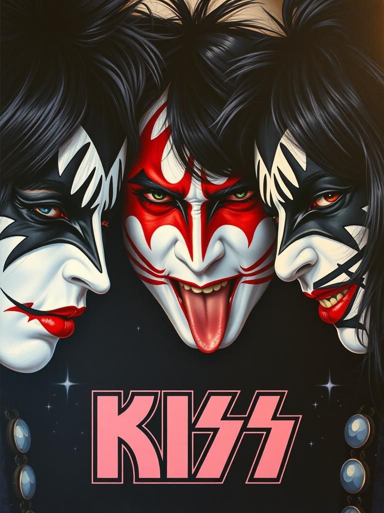KISS Band Portrait in Classic Pop Art Style