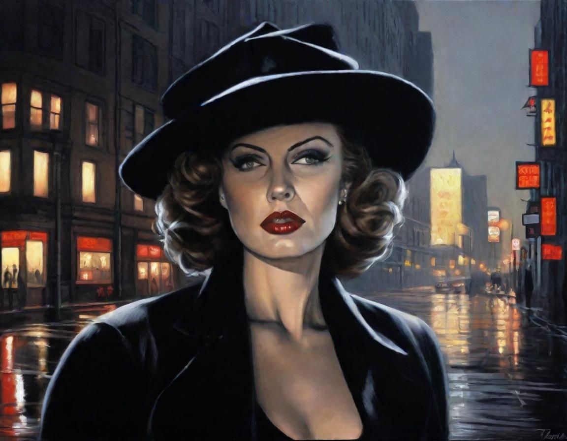 Dramatic Art Noir Painting in Sin City Style
