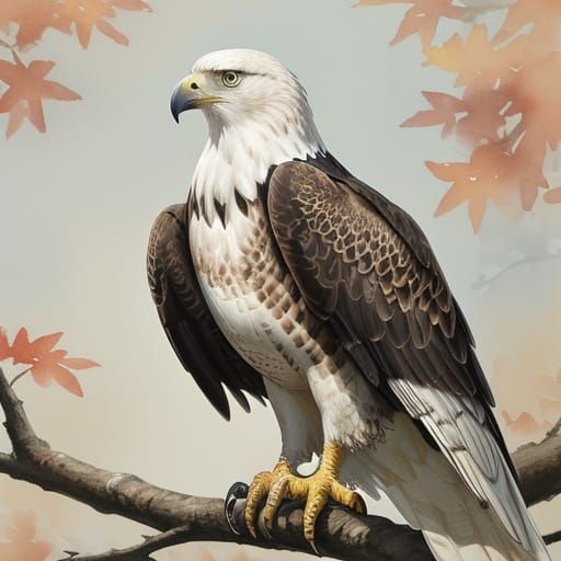 Bald Eagle & Peregrine Falcon Portrait in Watercolor