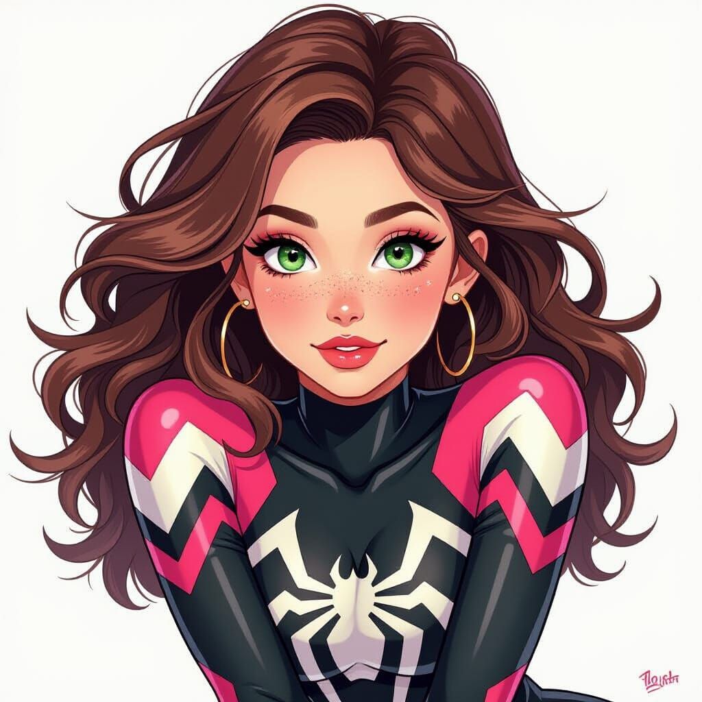 Ghost-Spider Cosplay Art in Comic Book Style