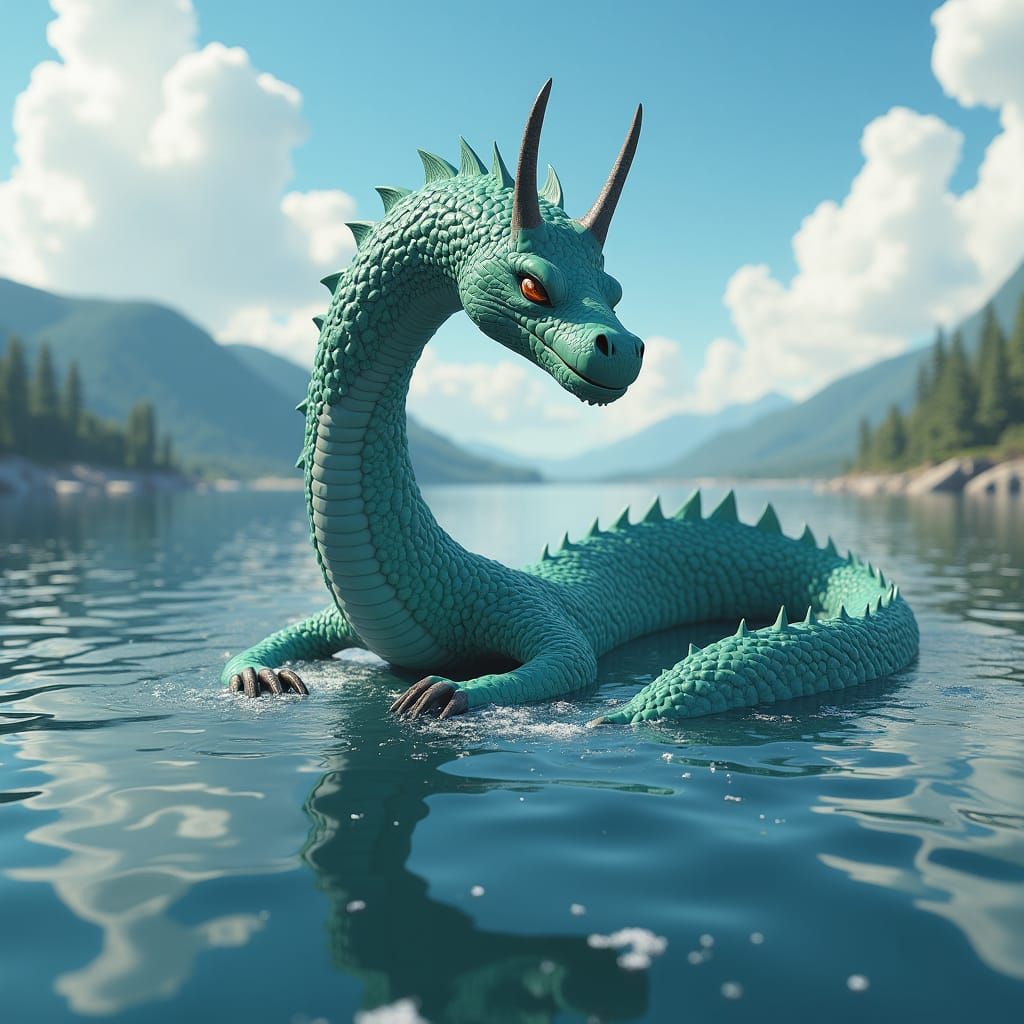 Detailed 3D Anime Loch Ness Monster Art