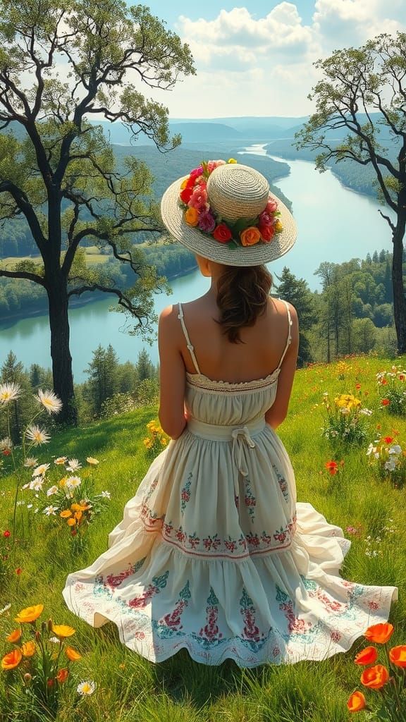 Woman Lost in Thought Amidst Braila's Serene Natural Beauty