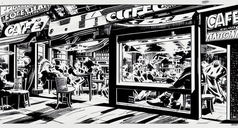 Night Cafe in Comic Book Style