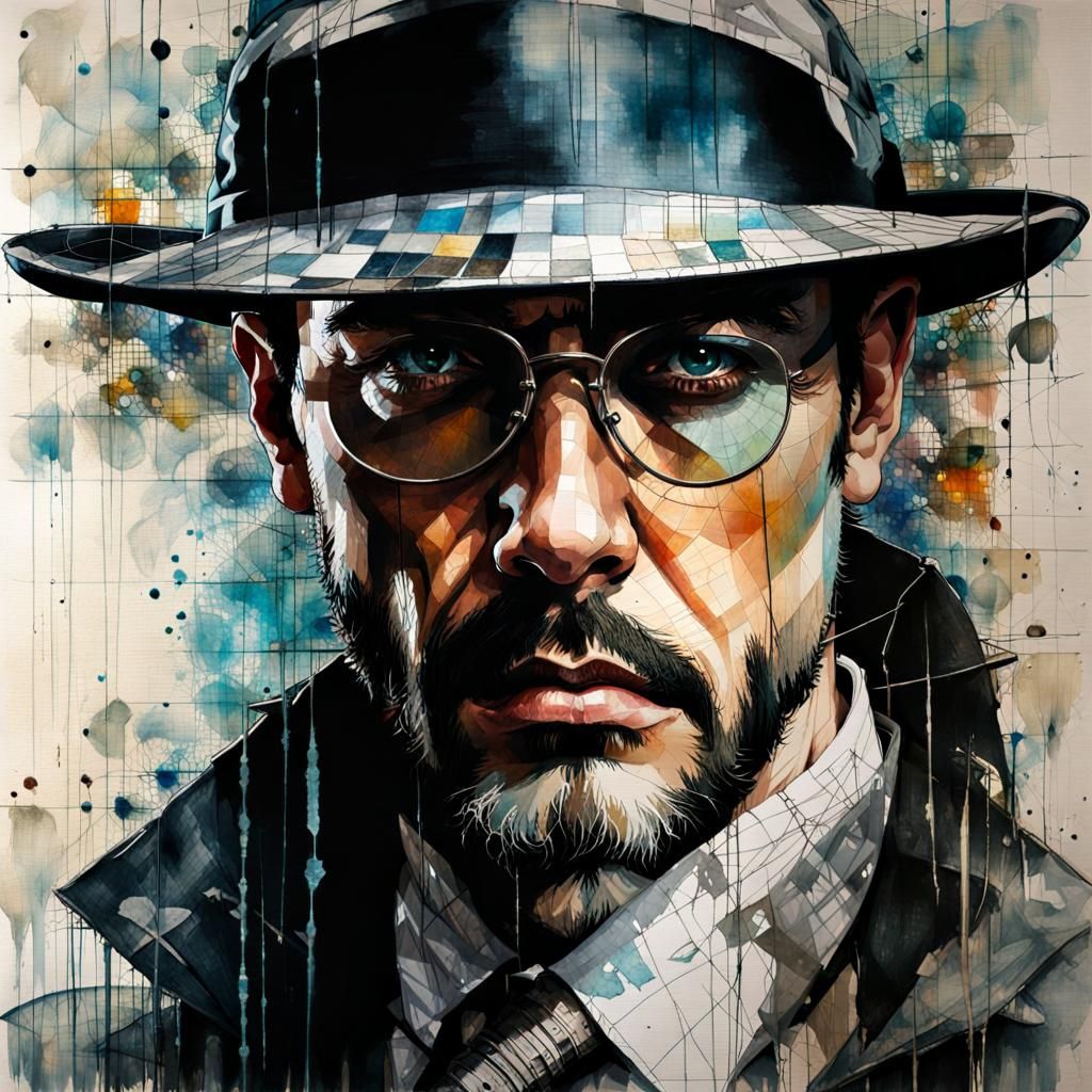 Detective Portrait in Mixed Media Style