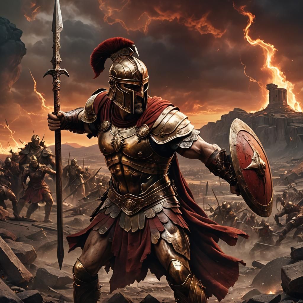 Ares God of War in Dramatic Baroque Style