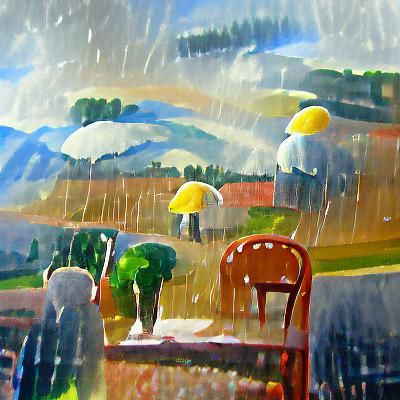 Surreal Sunny Day Rain Scene