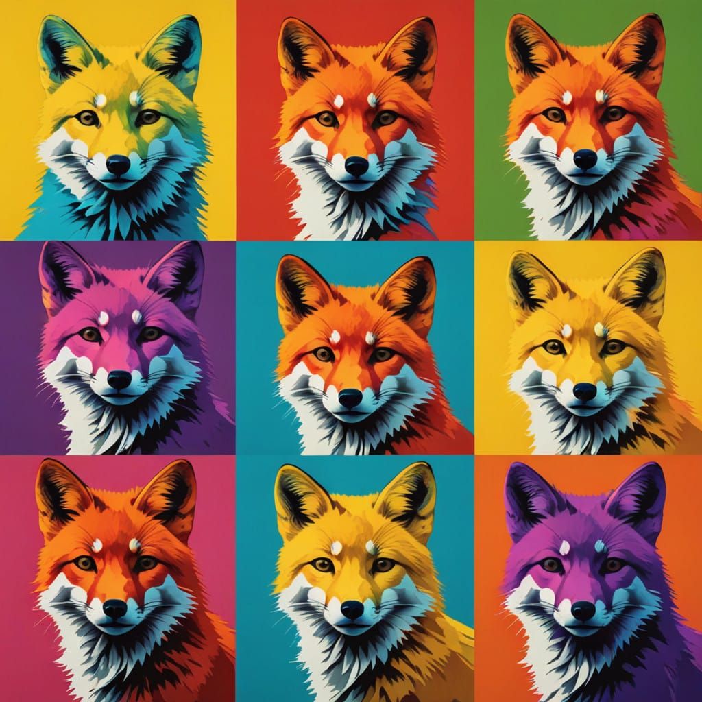 Vibrant Foxes in Bold Pop-Art