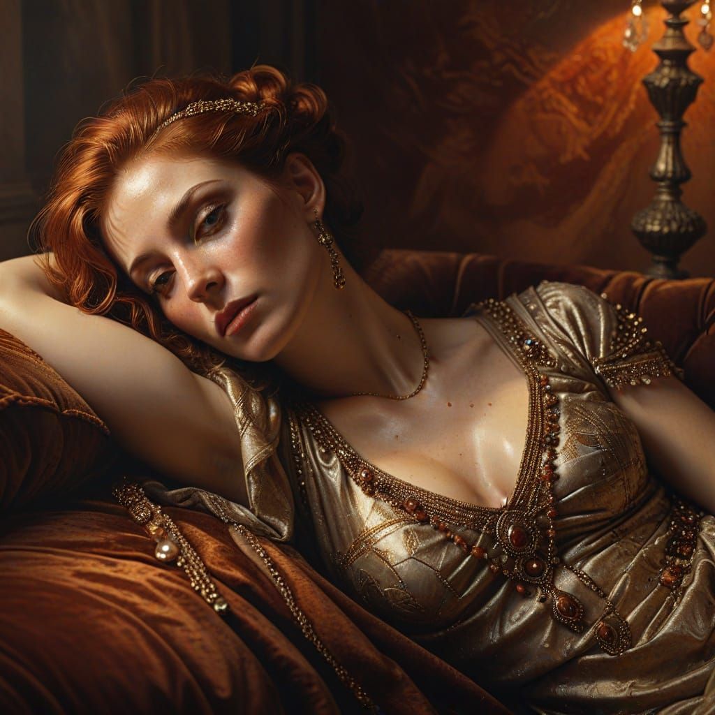 Ancient Roman Woman Portrait in Baroque Style