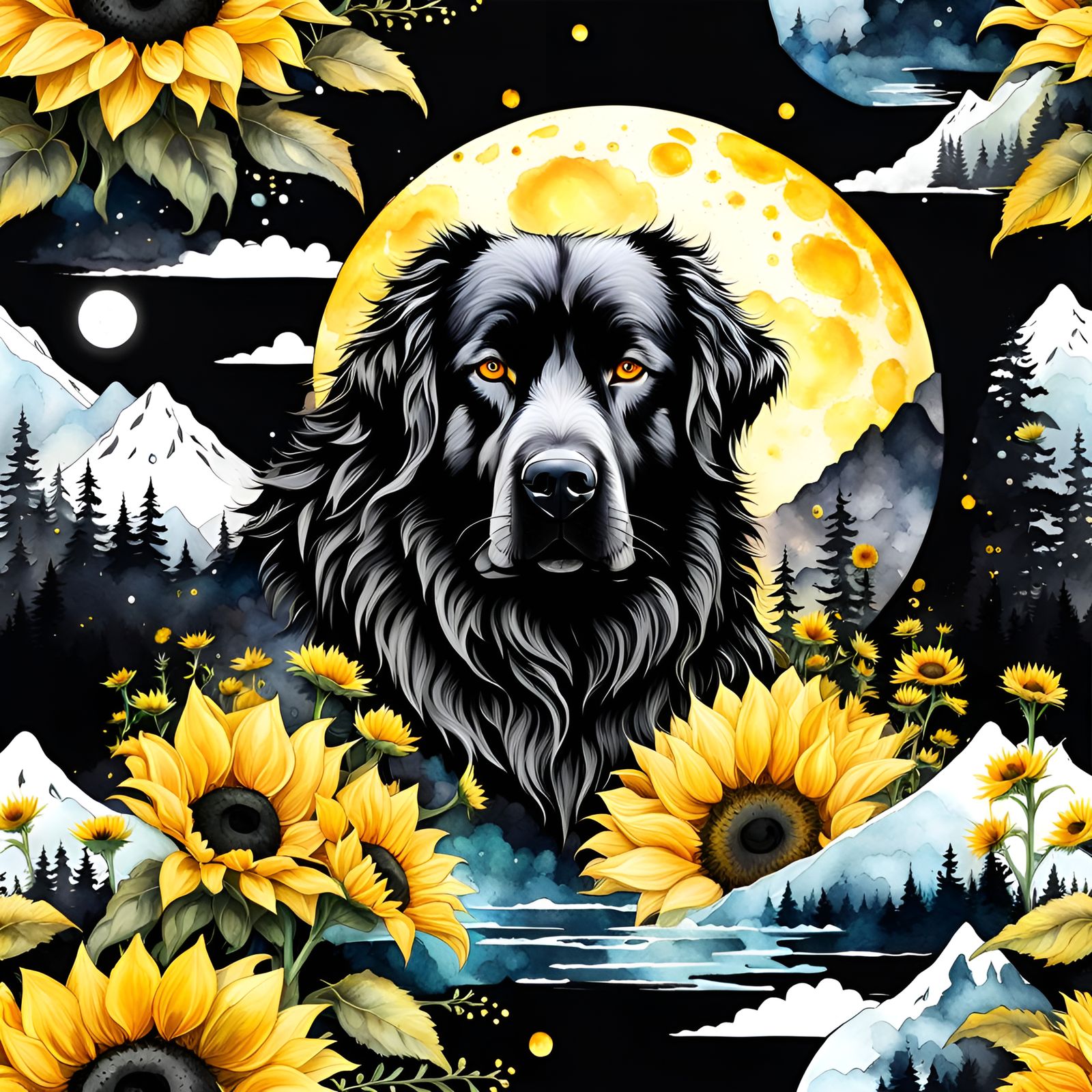 Newfoundland Dog Beauty: Designer AI Art.