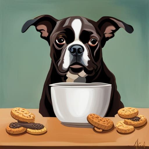 Renaissance French Bulldog with Dog Biscuits